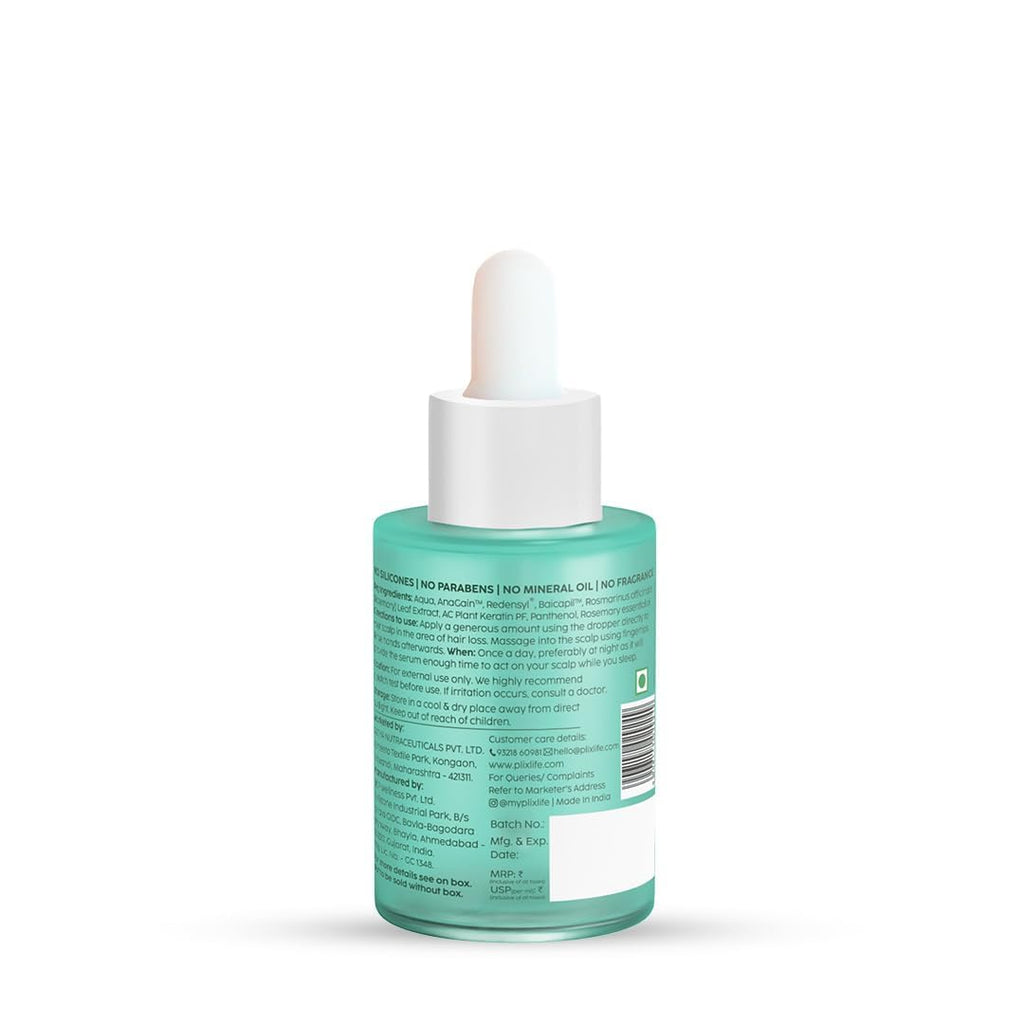 Plix Rosemary Hair Growth Advanced Serum (30 ml) | 3% Redensyl, 3% AnaGain & 3% Baicapil | Supports new hair growth & Helps strengthen Hair roots | Dermatologically tested | For Men & Women