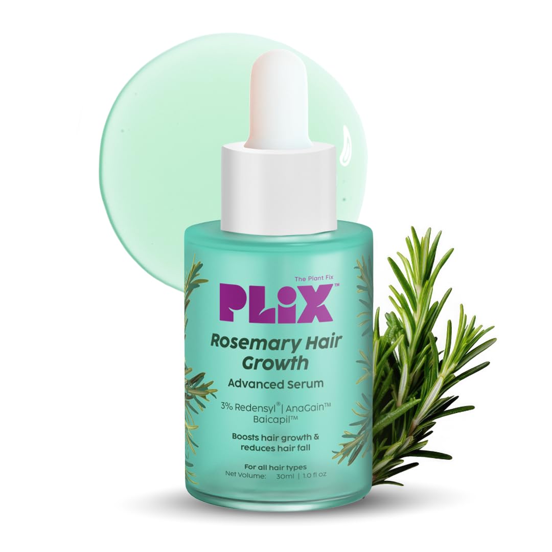 Plix Rosemary Hair Growth Advanced Serum (30 ml) | 3% Redensyl, 3% AnaGain & 3% Baicapil | Supports new hair growth & Helps strengthen Hair roots | Dermatologically tested | For Men & Women