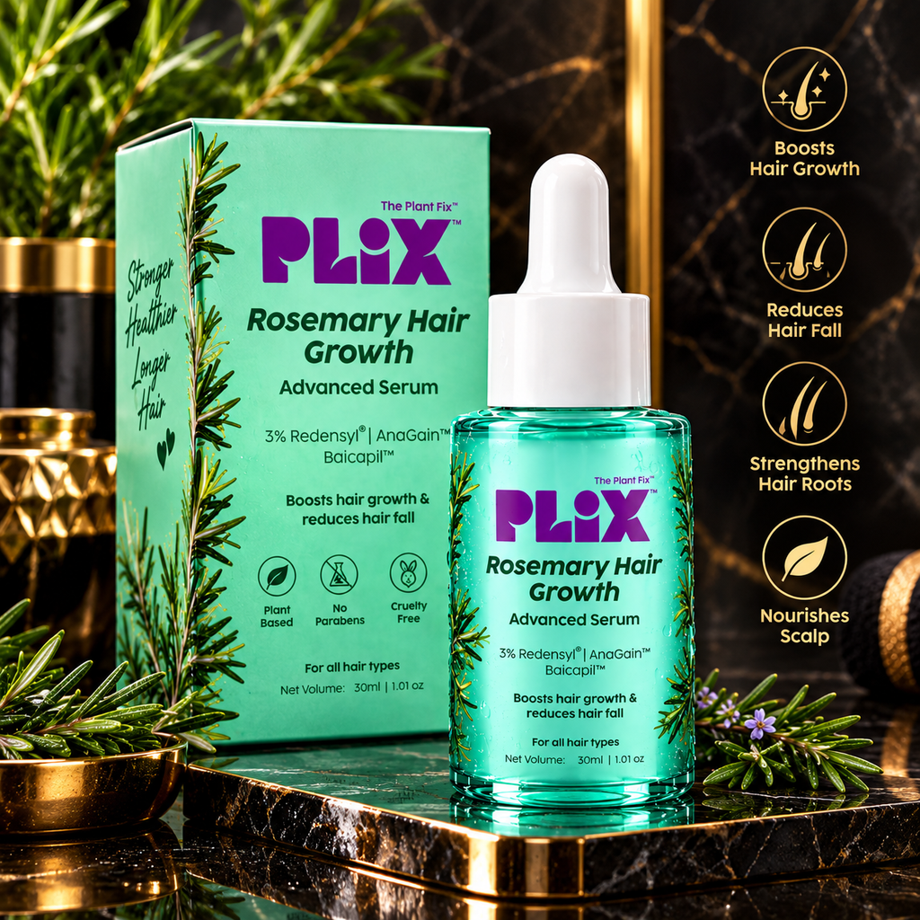 Plix Rosemary Hair Growth Advanced Serum (30 ml) | 3% Redensyl, 3% AnaGain & 3% Baicapil | Supports new hair growth & Helps strengthen Hair roots | Dermatologically tested | For Men & Women